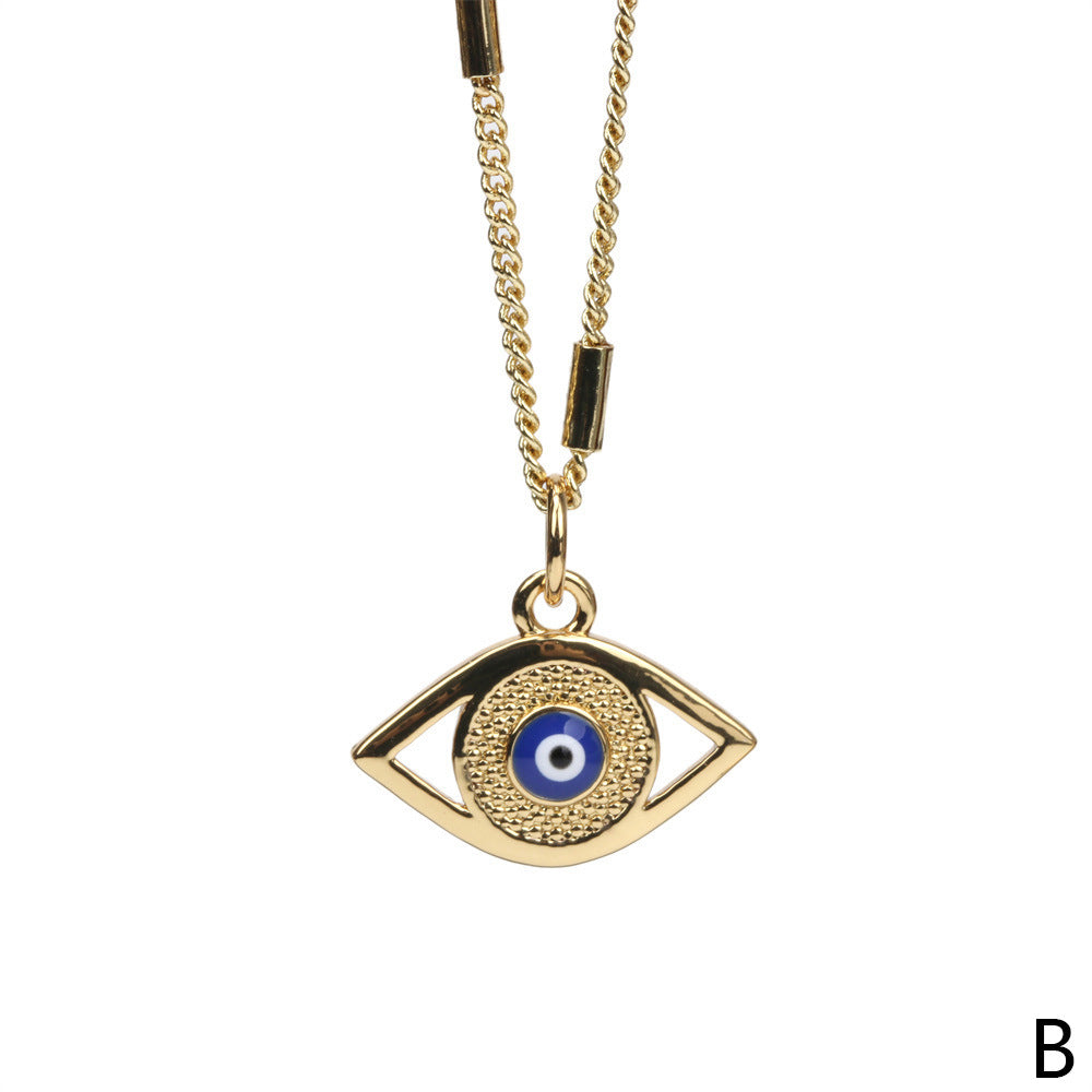 Wholesale Enamel Devil Eye Exaggerate Trendy Collarbone Gold Plated Necklaces